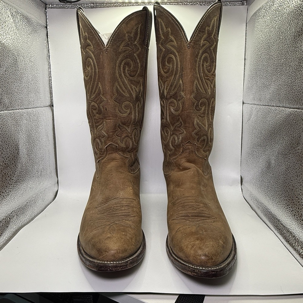 Justin Boots Apache Distressed Brown Leather Cowboy Boots Mens Sz 8 D Style 2253